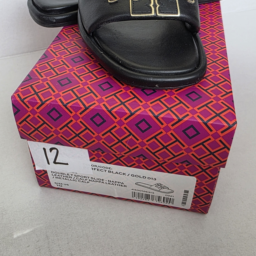 Tory Burch Black Slide Perfect Black/Gold Size 10 - Picture 9 of 15